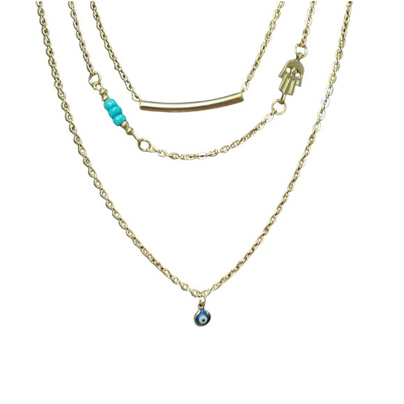 Layered evil Eye , Hamsa necklace. New - Picture 9 of 11